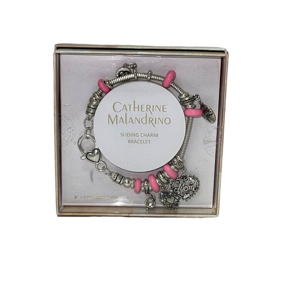 Catherine Malandrino Jewelry - NEW! Catherin Malandrino Silver Pink Sliding Charm Bracelet Mom Women's Jewlery